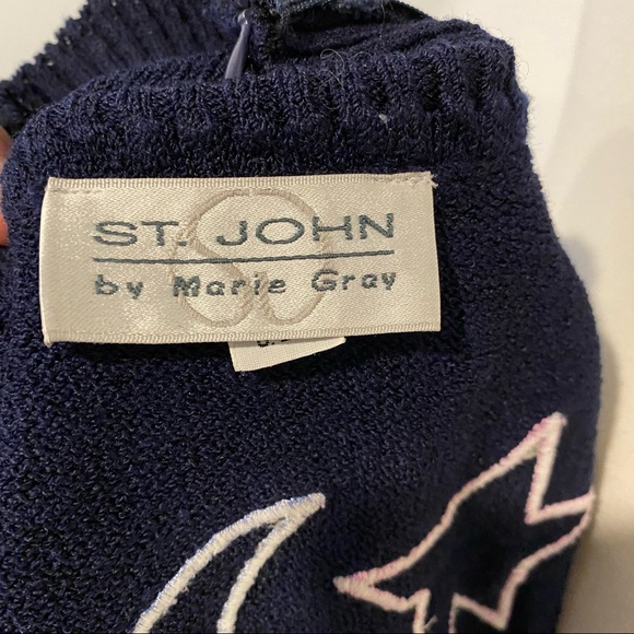 St. John Navy sweater with back leather patchwork - Picture 8 of 8